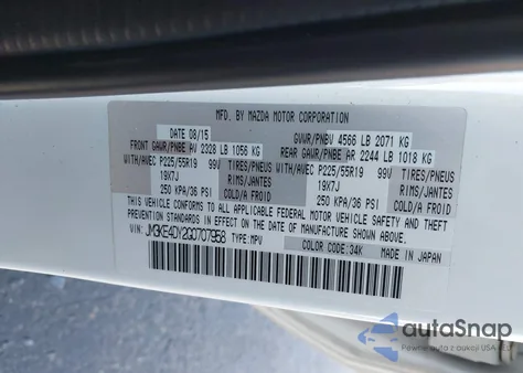 2016 Mazda Cx-5 Grand Touring z USA, uszkodzony, nr VIN JM3KE4DY2G0707958